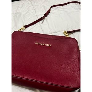 Burgundy Leather Michael Kors Crossbody Bag